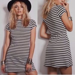 Free People Beach Mock Neck Stripped Dress Size M